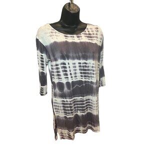 Emerald Purple White Tie-Dye Hooded Tunic Cover Up Sz S